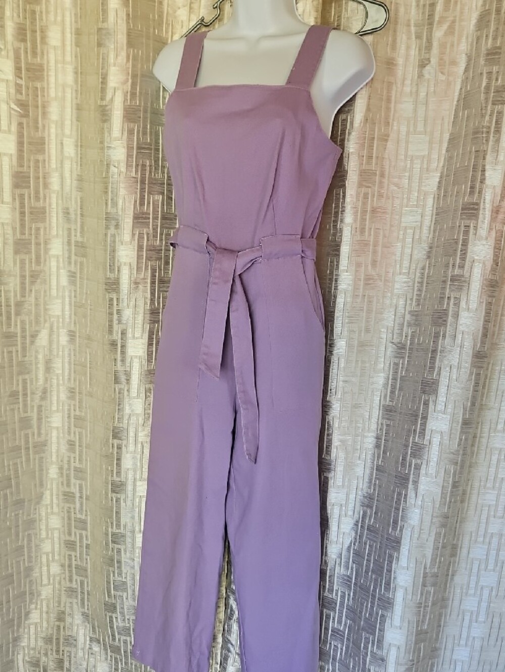 Copper Key Sleeveless Belted Cropped Jumpsuit in Light Pink